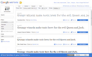 Google Web Fonts Screenshot
